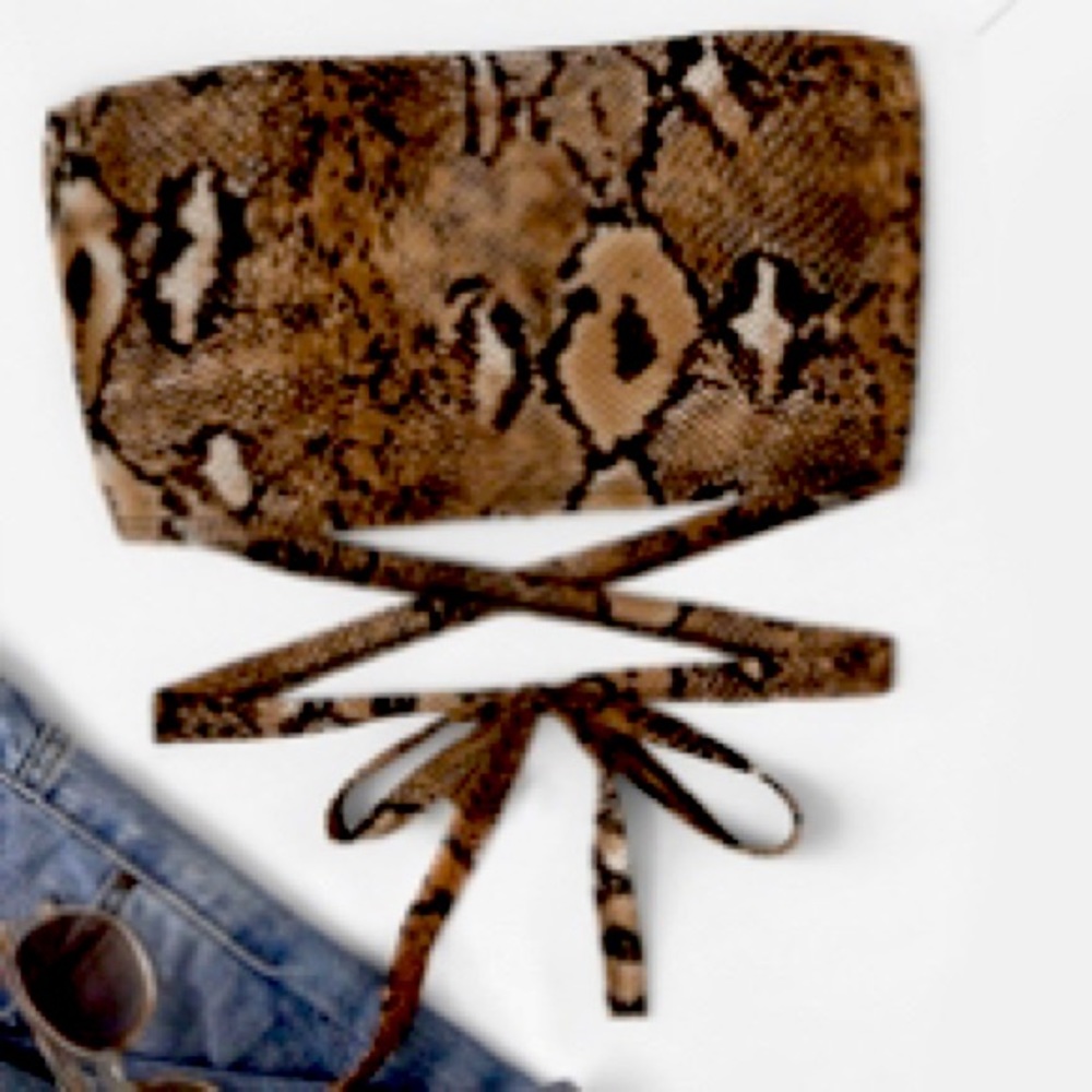 Snakeskin Print Cropped Tube Top